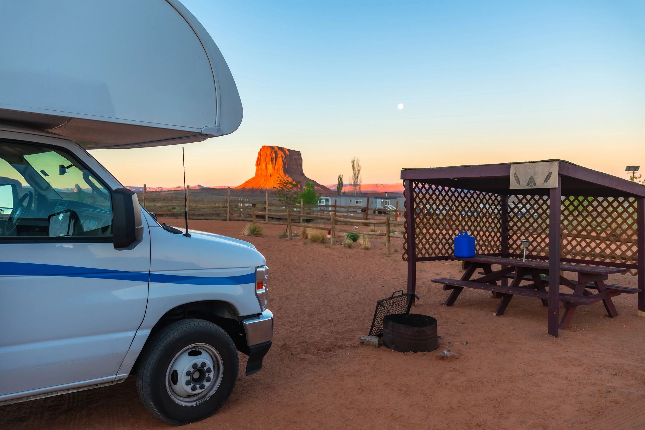 RV camping setup for race weekend