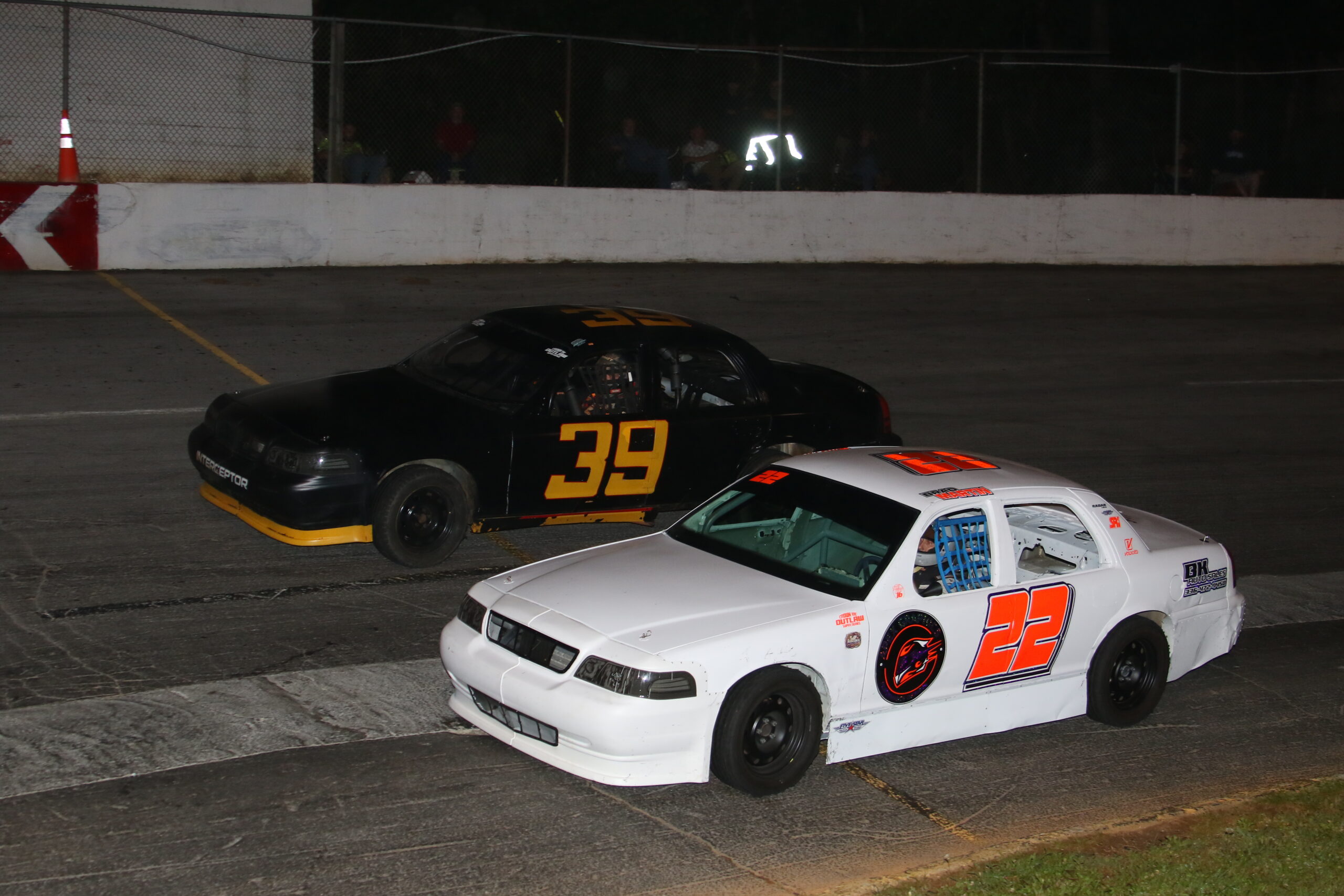 Crown Vic race car action at Southern National Motorsports Park